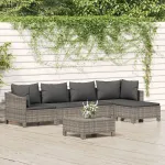 Set mobilier de grădină cu perne, 6 piese, gri, poliratan GartenMobel Dekor