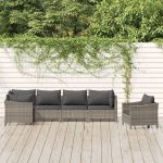 Set mobilier de grădină cu perne, 6 piese, gri, poliratan GartenMobel Dekor