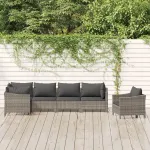 Set mobilier de grădină cu perne, 6 piese, gri, poliratan GartenMobel Dekor