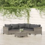 Set mobilier de grădină cu perne, 6 piese, gri, poliratan GartenMobel Dekor