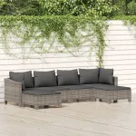 Set mobilier de grădină cu perne, 6 piese, gri, poliratan GartenMobel Dekor