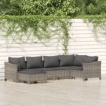 Set mobilier de grădină cu perne, 6 piese, gri, poliratan GartenMobel Dekor