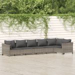 Set mobilier de grădină cu perne, 6 piese, gri, poliratan GartenMobel Dekor