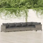 Set mobilier de grădină cu perne, 6 piese, gri, poliratan GartenMobel Dekor