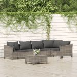 Set mobilier de grădină cu perne, 6 piese, gri, poliratan GartenMobel Dekor