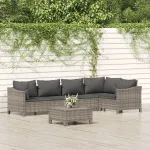 Set mobilier de grădină cu perne, 6 piese, gri, poliratan GartenMobel Dekor