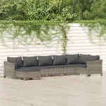 Set mobilier de grădină cu perne, 7 piese, gri, poliratan GartenMobel Dekor