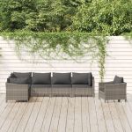 Set mobilier de grădină cu perne, 7 piese, gri, poliratan GartenMobel Dekor