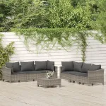 Set mobilier de grădină cu perne, 7 piese, gri, poliratan GartenMobel Dekor