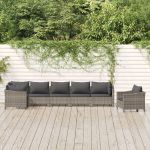 Set mobilier de grădină cu perne, 7 piese, gri, poliratan GartenMobel Dekor
