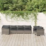 Set mobilier de grădină cu perne, 7 piese, gri, poliratan GartenMobel Dekor