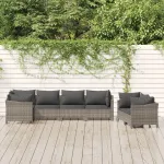 Set mobilier de grădină cu perne, 7 piese, gri, poliratan GartenMobel Dekor