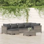 Set mobilier de grădină cu perne, 7 piese, gri, poliratan GartenMobel Dekor