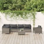 Set mobilier de grădină cu perne, 8 piese, gri, poliratan GartenMobel Dekor