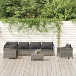 Set mobilier de grădină cu perne, 8 piese, gri, poliratan GartenMobel Dekor