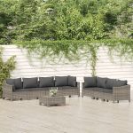 Set mobilier de grădină cu perne, 8 piese, gri, poliratan GartenMobel Dekor