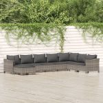 Set mobilier de grădină cu perne, 8 piese, gri, poliratan GartenMobel Dekor