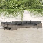 Set mobilier de grădină cu perne, 10 piese, gri, poliratan GartenMobel Dekor
