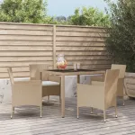 Set mobilier de grădină cu perne, 5 piese, bej, poliratan GartenMobel Dekor