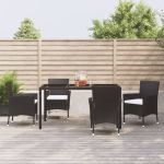 Set mobilier de grădină cu perne, 5 piese, negru, poliratan GartenMobel Dekor