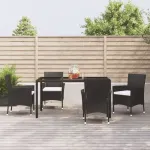 Set mobilier de grădină cu perne, 5 piese, negru, poliratan GartenMobel Dekor