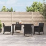 Set mobilier de grădină cu perne, 5 piese, negru, poliratan GartenMobel Dekor