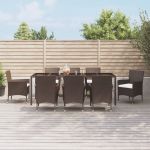 Set mobilier de grădină cu perne, 9 piese, maro, poliratan GartenMobel Dekor
