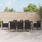 Set mobilier de grădină cu perne, 9 piese, negru, poliratan GartenMobel Dekor