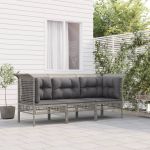Set mobilier de grădină cu perne, 3 piese, gri, poliratan GartenMobel Dekor