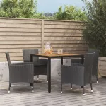 Set mobilier de grădină cu perne, 5 piese, negru, poliratan GartenMobel Dekor