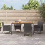 Set mobilier de grădină cu perne, 5 piese, negru, poliratan GartenMobel Dekor
