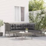 Set mobilier de grădină cu perne, 5 piese, gri, poliratan GartenMobel Dekor
