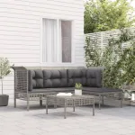 Set mobilier de grădină cu perne, 5 piese, gri, poliratan GartenMobel Dekor