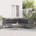 Set mobilier de grădină cu perne, 6 piese, gri, poliratan GartenMobel Dekor