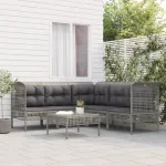 Set mobilier de grădină cu perne, 6 piese, gri, poliratan GartenMobel Dekor