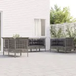 Set mobilier de grădină cu perne, 6 piese, gri, poliratan GartenMobel Dekor