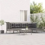 Set mobilier de grădină cu perne, 6 piese, gri, poliratan GartenMobel Dekor