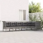 Set mobilier de grădină cu perne, 6 piese, gri, poliratan GartenMobel Dekor