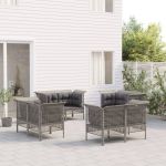 Set mobilier de grădină cu perne, 8 piese, gri, poliratan GartenMobel Dekor