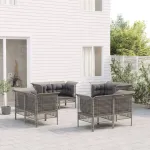 Set mobilier de grădină cu perne, 8 piese, gri, poliratan GartenMobel Dekor