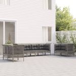 Set mobilier de grădină cu perne, 8 piese, gri, poliratan GartenMobel Dekor