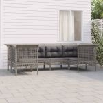 Set mobilier de grădină cu perne, 6 piese, gri, poliratan GartenMobel Dekor