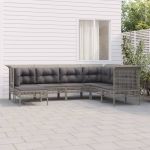 Set mobilier de grădină cu perne, 7 piese, gri, poliratan GartenMobel Dekor
