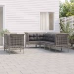 Set mobilier de grădină cu perne, 7 piese, gri, poliratan GartenMobel Dekor