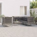 Set mobilier de grădină cu perne, 8 piese, gri, poliratan GartenMobel Dekor