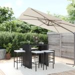 Set bar de grădină, 7 piese, cu perne, negru, poliratan GartenMobel Dekor