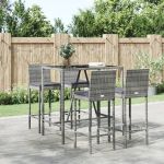 Set mobilier bar de grădină, cu perne, 5 piese, gri, poliratan GartenMobel Dekor