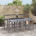 Set mobilier bar de grădină, cu perne, 9 piese, gri, poliratan GartenMobel Dekor