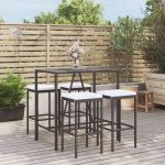 Set mobilier bar de grădină cu perne, 5 piese, negru, poliratan GartenMobel Dekor