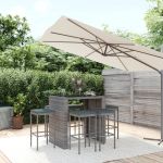 Set mobilier bar de grădină cu perne, 7 piese, gri, poliratan GartenMobel Dekor